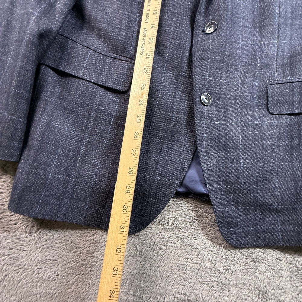 Atelier Munro EU54 US44 Navy Windowpane Blazer Loro Piana Silk Air Wool Blue - Picture 11 of 12